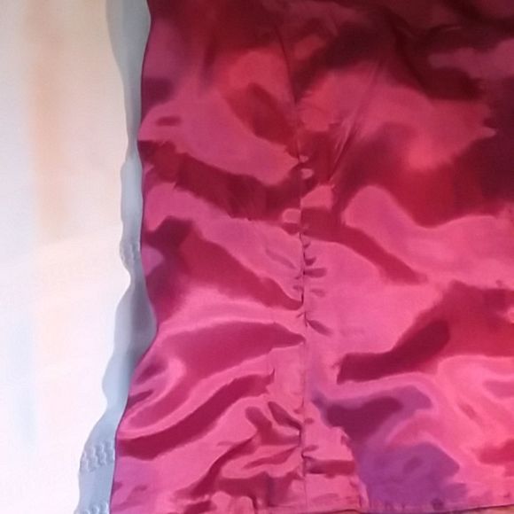 Dessy Collection bustier sz 16 cranberry with beading at top and bottom. - Picture 12 of 15